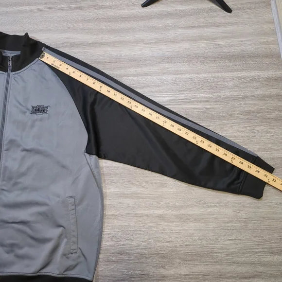 MMA Elite Men's Large Track Jacket Full Zip Black Grey Grunge Knuckles Wire - Picture 8 of 8